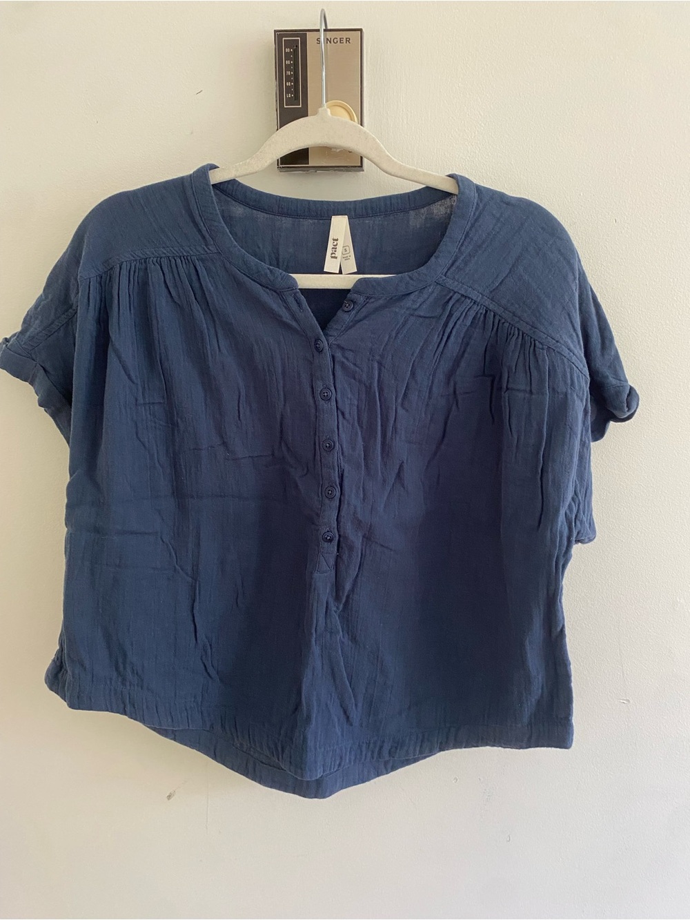 Pact Organic Coastal Double Gauze Short Sleeve Popover